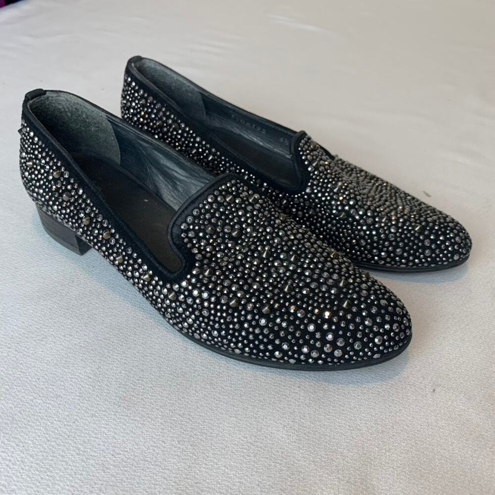 Stuart Weitzman rhinestone studded loafers, size 6.5
